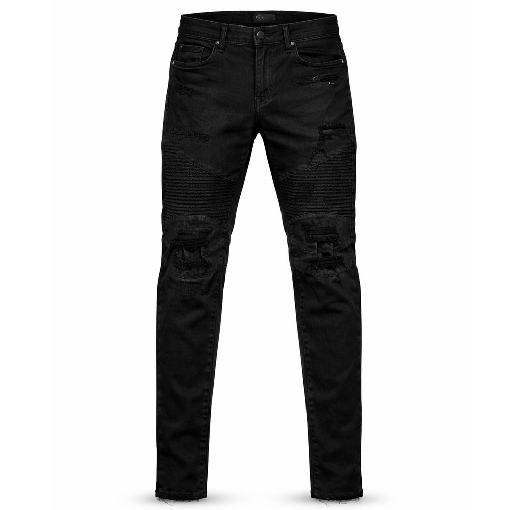 Jordan Craig Sean Jeans Mens 36x32‎ Black Distressed Moto Biker Slim JS900M
